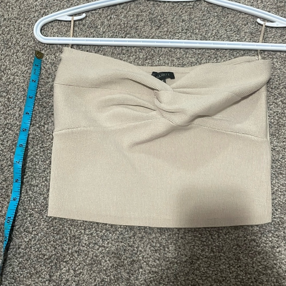 Dynamite knit cross detailed cropped tube top